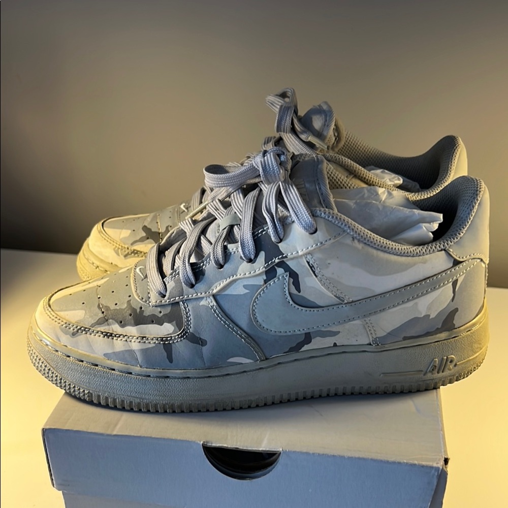 Nike Gray Camouflage Air Force 1 Sneakers